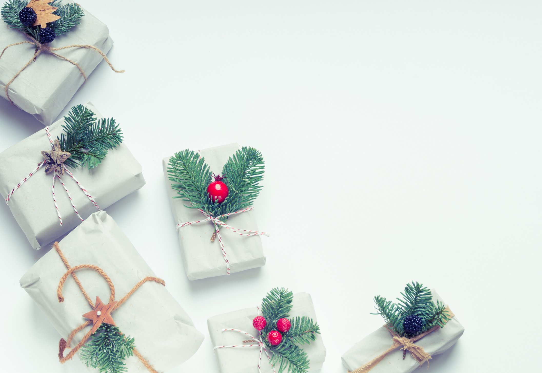 Christmas Gifts In White Background